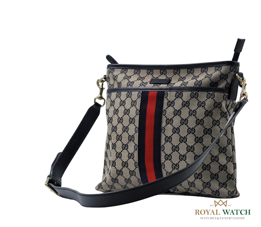 Gucci GG Canvas Shoulder Bag Navy Blue (Pre-Owned)