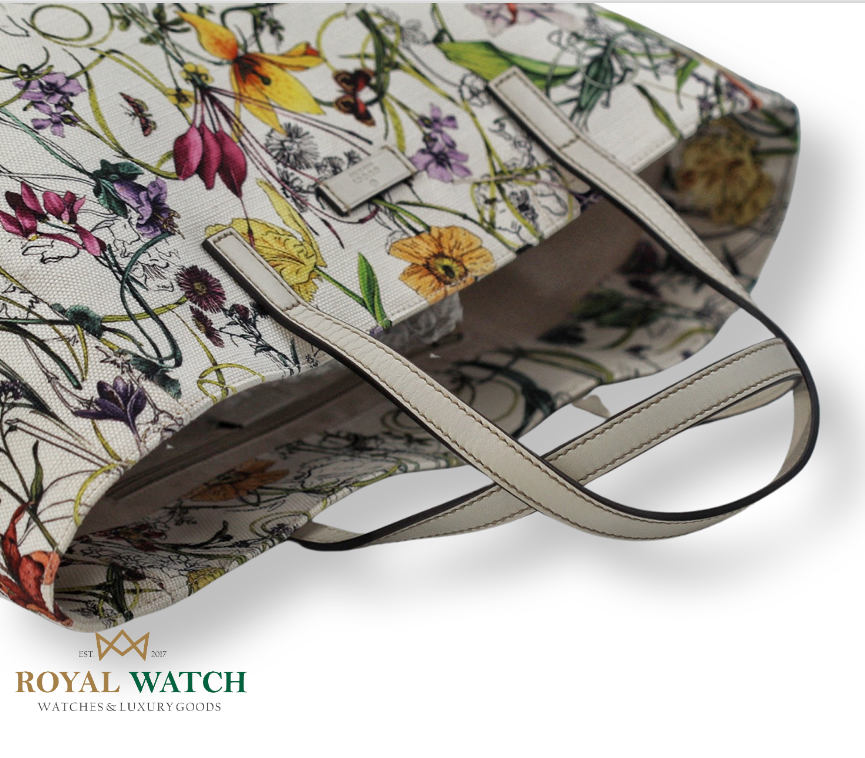 Gucci White Botanical Floral Tote Bag (Pre-Owned)