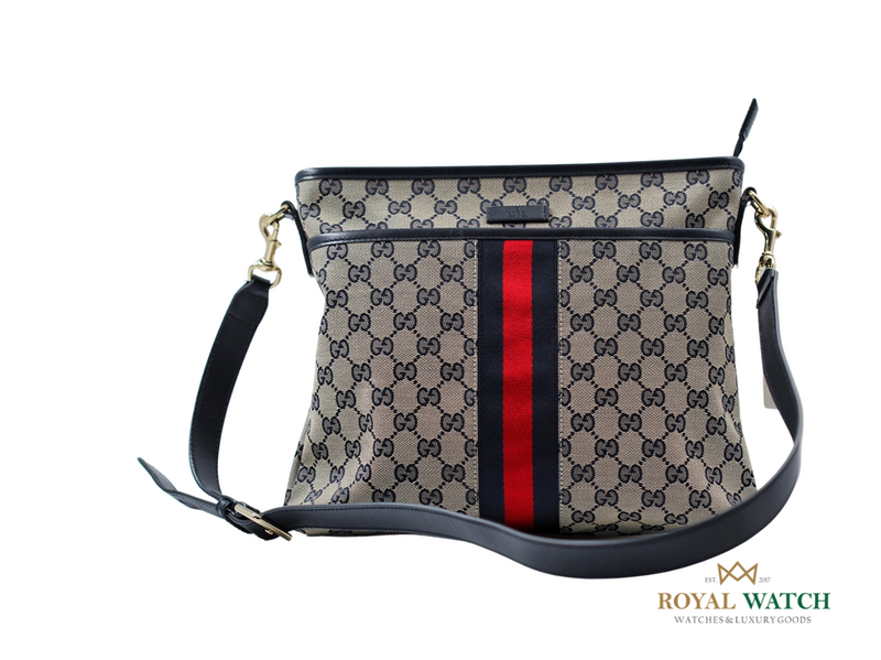 Gucci GG Canvas Shoulder Bag Navy Blue (Pre-Owned)