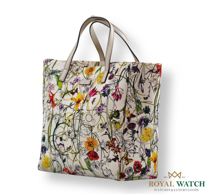 Gucci White Botanical Floral Tote Bag (Pre-Owned)