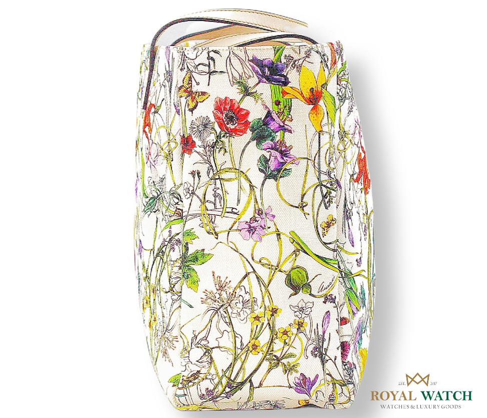 Gucci White Botanical Floral Tote Bag (Pre-Owned)