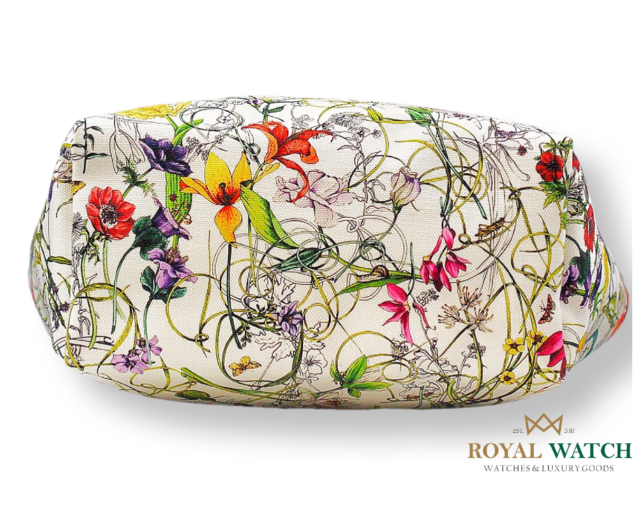 Gucci White Botanical Floral Tote Bag (Pre-Owned)