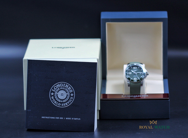 Longines Hydroconquest 41mm Green Dial on Rubber (New)