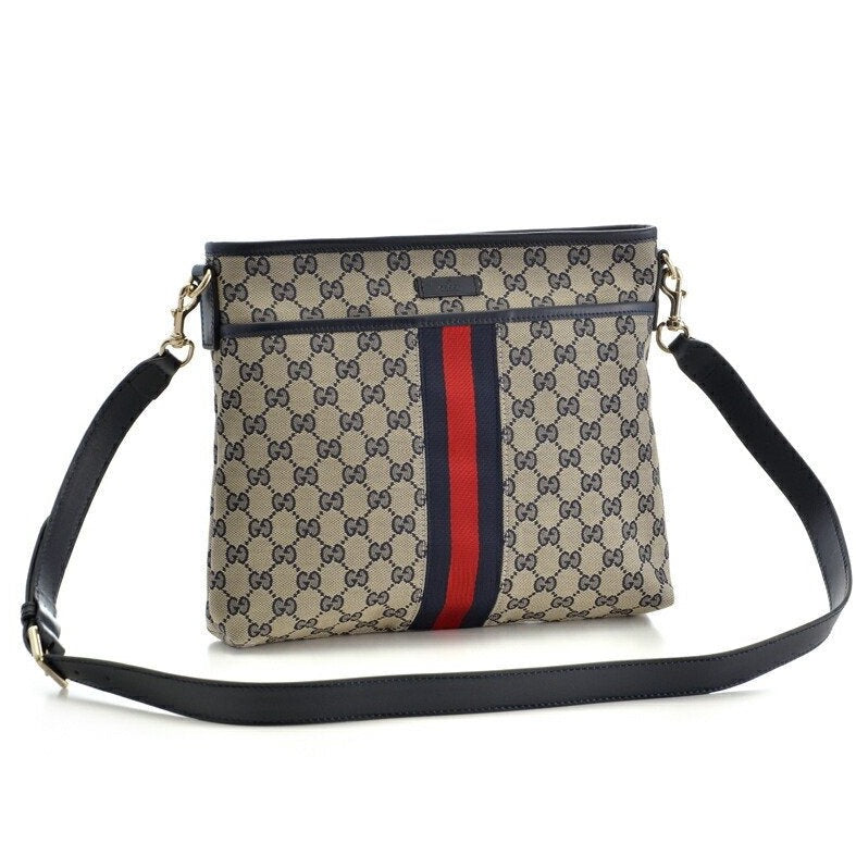 Gucci GG Canvas Shoulder Bag Navy Blue (Pre-Owned)