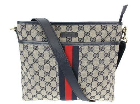 Gucci GG Canvas Shoulder Bag Navy Blue (Pre-Owned)